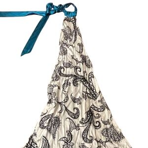 Chloe (Dao) Elegant Halter and Open Back Silk Paisley Gown.  Size 0